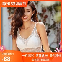 French lace triangle cup bra no steel ring vest thin pure white sexy gathering sleep underwear women 2185