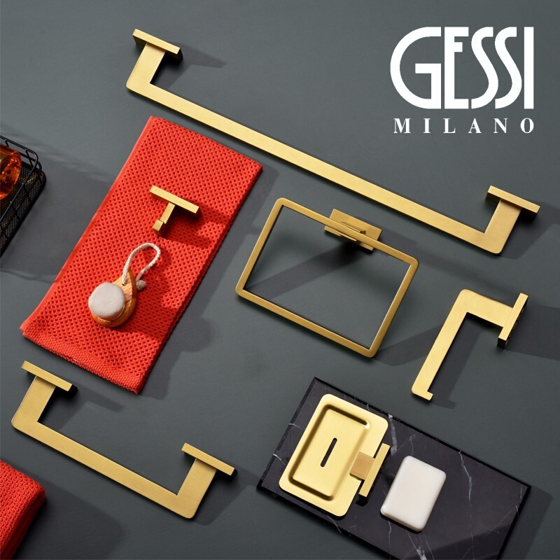 Italian Jiesla Brushed Gold Towel Rack, Towel Bar, Paper Towel Holder, Clothes Hook, Storage Towel Ring, Bathroom Accessories Set