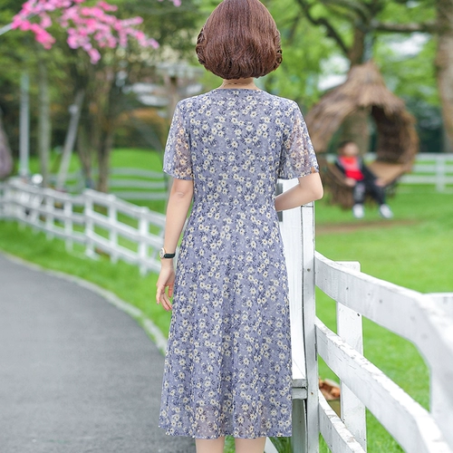 Шифоновое платье для матери, летняя летняя одежда, длинная юбка, короткий рукав, 40 лет