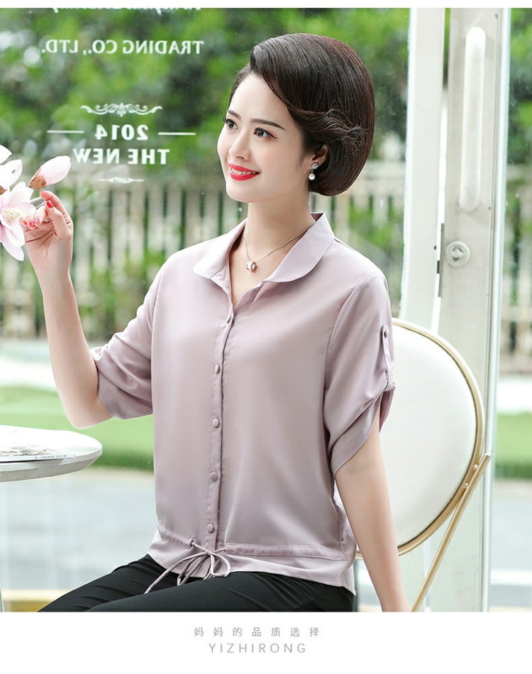 Áo mẹ mùa hè Áo thun 2019 kiểu mới cho nữ trung niên áo sơ mi tay ngắn phù hợp với quần áo rộng ngày của mẹ - Quần áo của mẹ đầm tuổi trung niên