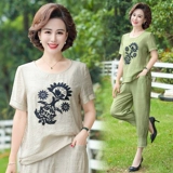 Летняя одежда для матери, комплект для пожилых людей, коллекция 2021, большой размер, короткий рукав, с рукавом, в западном стиле, 50 лет