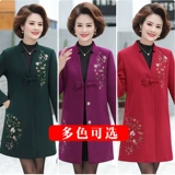 Осенняя шерстяная куртка для матери, демисезонный плащ, большой размер, в западном стиле, для среднего возраста