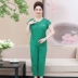 Bộ đồ mùa hè cho mẹ 40 tuổi 50 phụ nữ trung niên mùa hè Áo thun ngắn tay hai mảnh nữ thể thao cỡ lớn mới - Quần áo của mẹ áo kiểu nữ đẹp tuổi 50 Quần áo của mẹ
