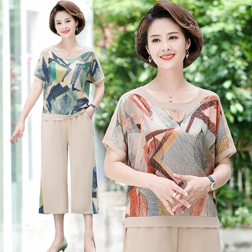 Летняя одежда для матери, комплект, летняя футболка с коротким рукавом, в западном стиле