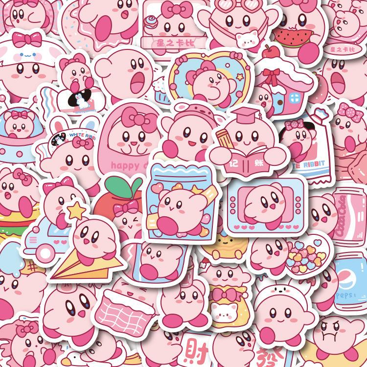 100 Kirby Stickers for Mobile Phones iPad Cartoon Waterproof Luggage Stickers for Handbook and Laptop