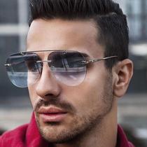 Trend new sun glasses mens frameless Fashion Net red with the pilot gradient sunglasses European and American toad glasses