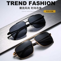 Square frame sun glasses male driver driving myopia polarizer gradient light brown sunglasses long round face sun eyes