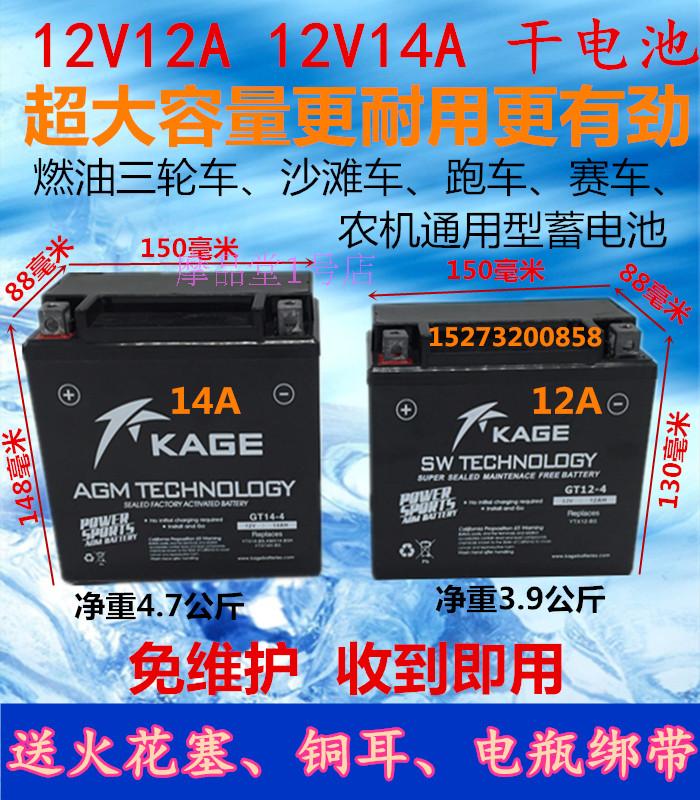 Futian Five Star Dayang Zongshen Three-wheeled Mormon Sports Car 12V9A12A14A20A Dry storage battery free of maintenance storage battery