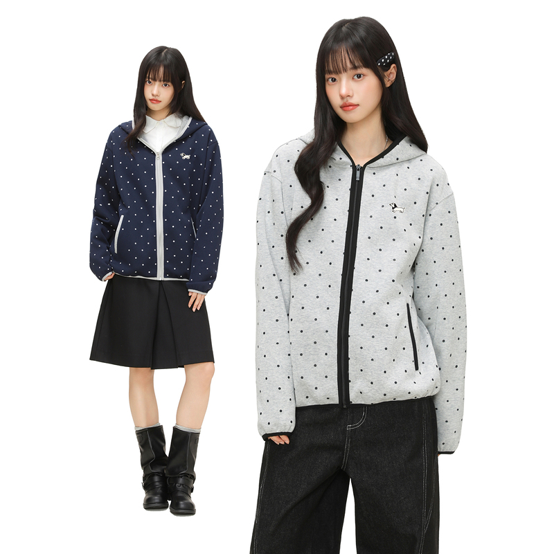 Monolux Polka Dot Hooded Sweatshirt Loose Embroidered Early Autumn Zipper Cardigan Korean Style Casual Thin Jacket for Men and Women Monolux Polka Dot Hooded Sweatshirt Loose Embroidered Early Autumn Zipper Cardigan Korean Style Casual Thin Jacket for Men and Women