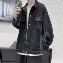 Denim coat mens spring and autumn ins Tide brand retro tooling jacket boys Hong Kong style handsome loose casual top