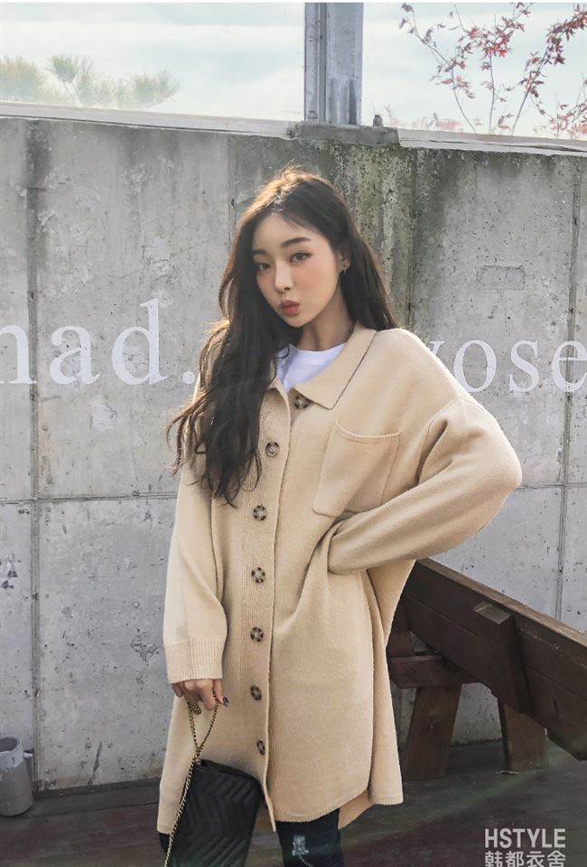 Nhà quần áo Handu 2018 mùa thu mới của phụ nữ Hàn Quốc lỏng lẻo áo len cổ lọ POLO áo len OK1214 - Cardigan