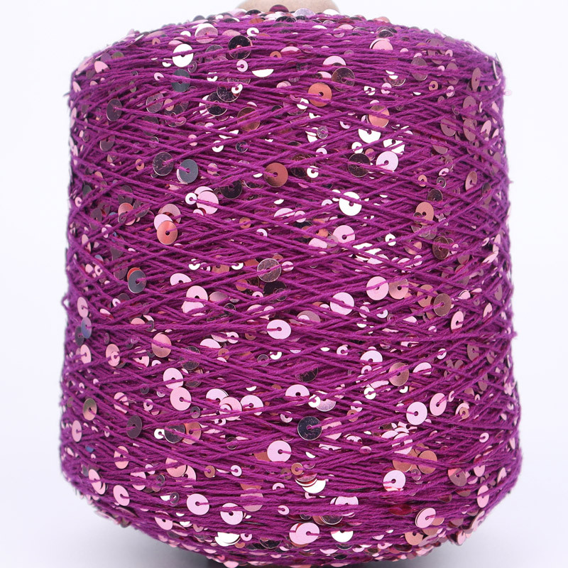 3+6 Sequin Pure Cotton Thread Hand-Knitted Iridescent Sequin Thread Large and Small Bead Thread Sequin Fancy Yarn Multi-Color in Stock