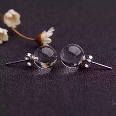 Серьги 天然白水晶耳钉925银针