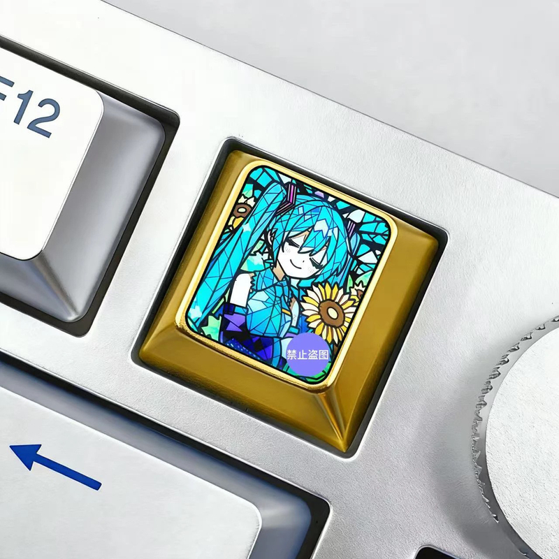 Hatsune Miku Esc Colorful Metal Keycaps R4 Two-Dimensional Magnetic Axis Mx Bearing Keyboard Compatible with F1~F12