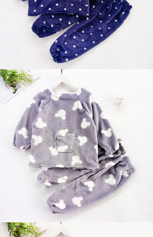 Mới mùa đông nam nữ áo choàng dày flannel trẻ em quần tây sang trọng áo chống mặc quần áo shop đồ trẻ em