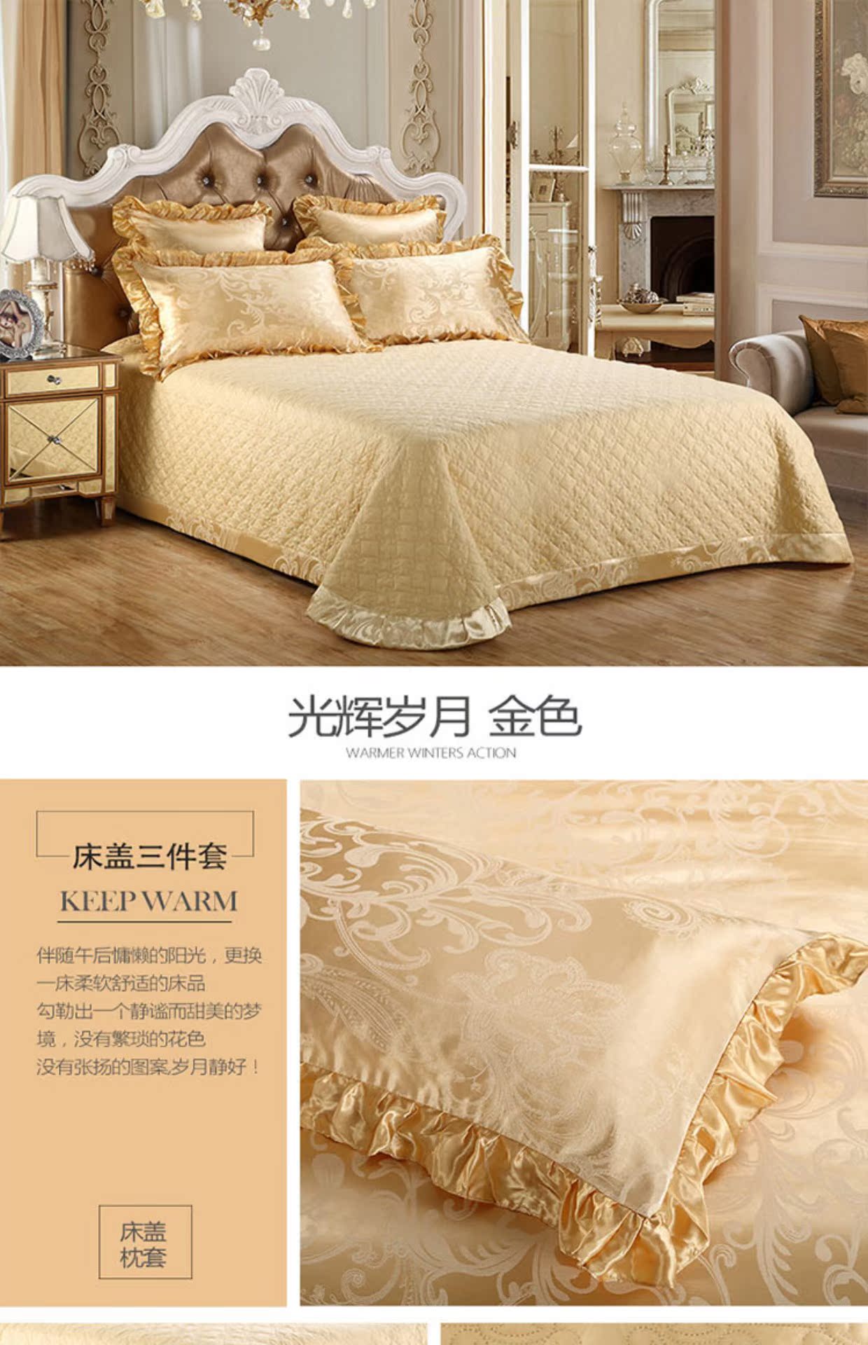 Khăn trải giường cotton châu Âu ba bộ chăn bông là một mảnh duy nhất của giường bông tinh khiết màu đơn giản che phủ giường bụi mẫu ga giường đẹp