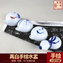 Jingdezhen water drop book drop water drop drop inkstone blue and white porcelain inkstone drop hand-painted grinding study Four Treasures calligraphy and painting