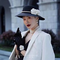 European and American bride retro court photo handmade lace top hat headgear hat fashion catwalk hair accessories