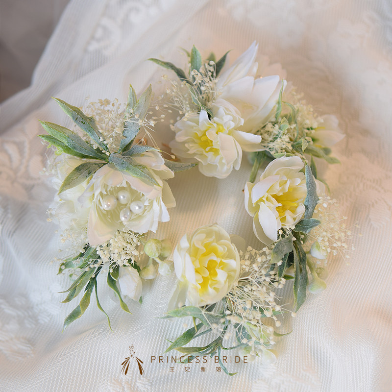 Princess bride super fairy garland simulation flower handmade romantic fairy head lace clip photo holiday headdress