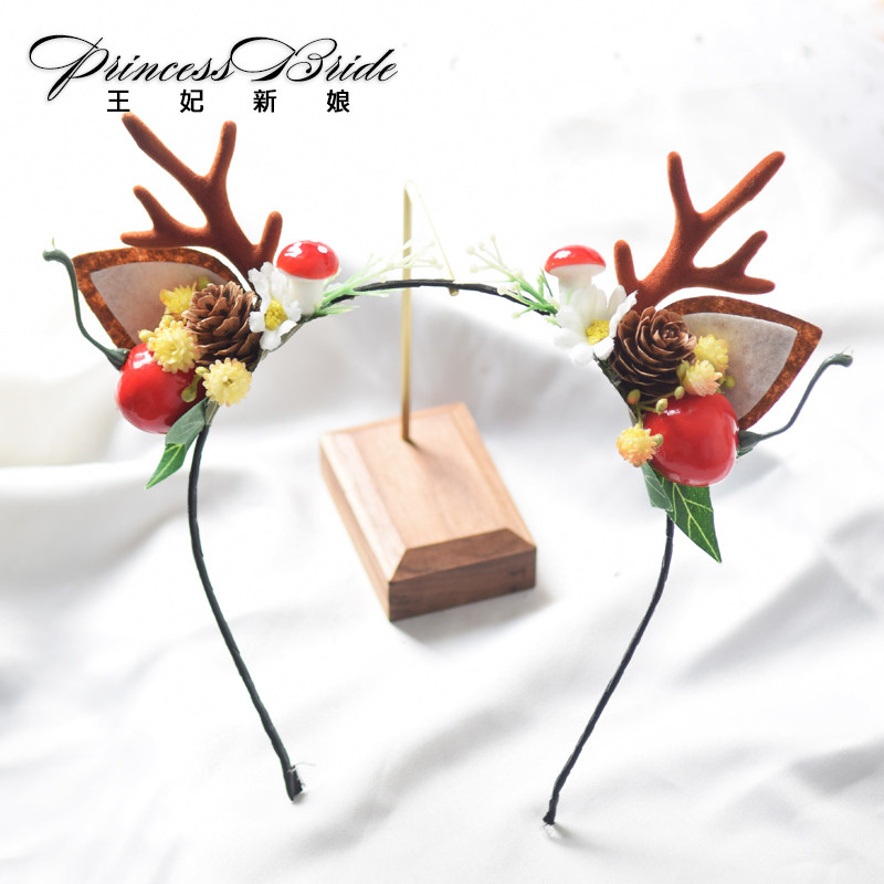 Hair hoop cute face washing head hoop pressed hair antlers headdress Christmas elk hair accessories super fairy Mori net red decoration