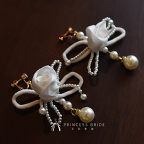 Princess Han style sweet and beautiful string of butterfly knot rose flower buds pendant earrings earrings with wedding bride and brides shadow building accessories