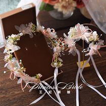 Mori Ensemble New Butterfly Juan Yarn Bridal Headwear Child Flower Ring Hair Stirrup Wrist Floral Handmade Lace Wedding Dress Accessories