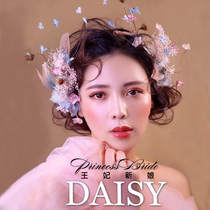 New product hand-made dried flower juan yarn purple clip bride wedding Sen department photo studio photography with makeup modeling photo headdress