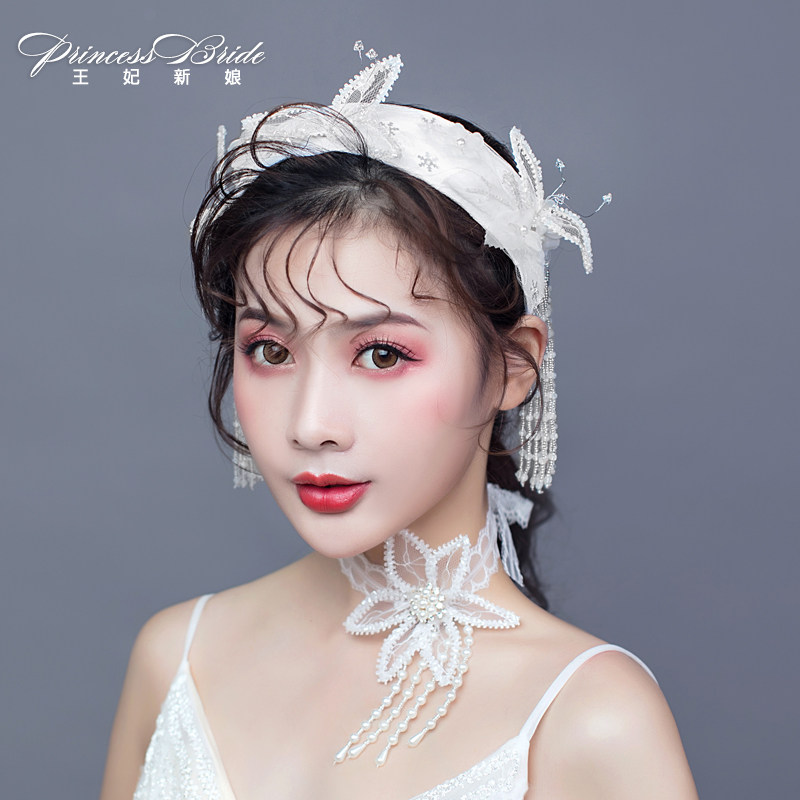 New bride Korean style meritocratic and delicate crystal stream Su hair with romantic fairy beauty headwear wedding photo gallery Write a real hair decoration