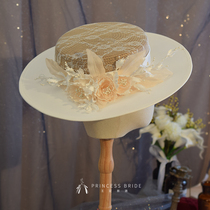 Princesss new cotton numb lace flower hat elegant bridal brigade pat on the back of a large ceremonial hat retro accessories