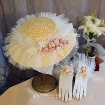 Fan-style light extravagant high level sensual flower yarn edge bronzed floral oil painting Wind bridal bridal hat accessories Wedding Dress Photo Brigade Pat hat
