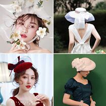 European and American bride retro court photo handmade lace top hat headdress hat decoration Fashion catwalk studio hair accessories