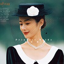 New brand name Yuanyan Mountain tea Flower Black velvet net yarn Dress Hat Bridal Hat Accessories to Write True Makeup Styling-like Accessories Accessories