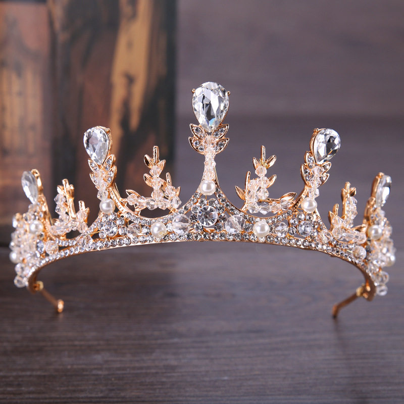 Princely wedding accessories High-end Crystal Eurostyle Golden Bridal Crown Head Crown Headwear Hair Accessories Birthday Party Wedding Ornaments