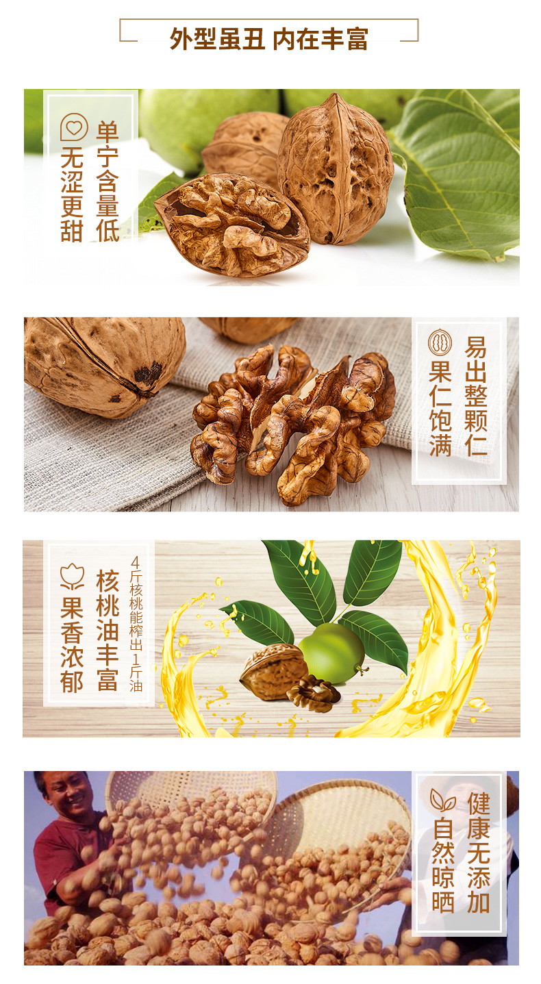 国家地理标志产品 楼兰蜜语 新疆叶城薄皮丑核桃 3斤装 图7