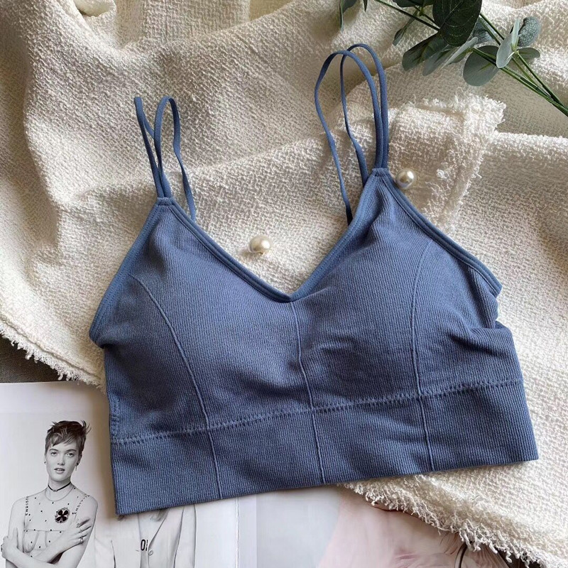 European Station Double Slim with Breasted Beauty Back Short Vest No Steel Ring Bra Harness Underwear Lady Bottom Wrap Breast Wrap Chest Strap Chest Cushion