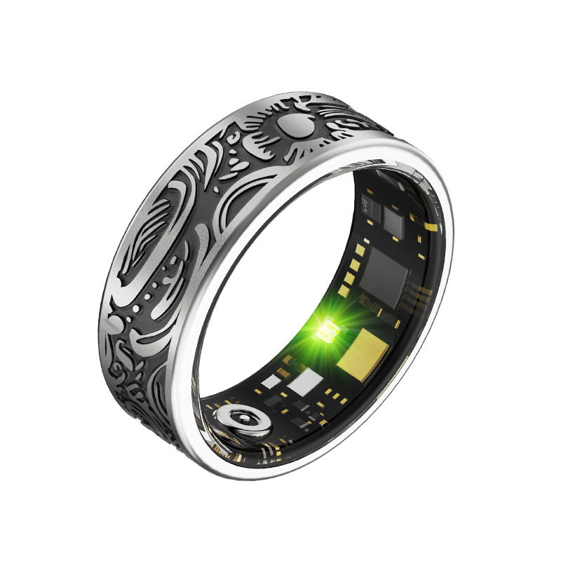 Cross-border new smart ring heart rate blood oxygen health monitoring pedometer sports Bluetooth retro style personalization