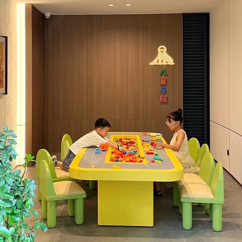 Early Education Center Children's Table and Chair Set, Sales Office Rest Area, Play Area, Handmade Building Blocks, Learning and Creative Tables and Chairs