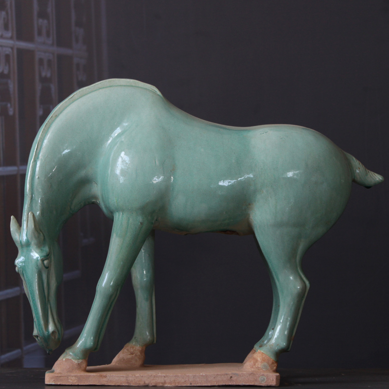 Ceramic Horse Pendulum Imitation Ancient Drinking Water Horse Crafts Gifts Swing Accessories Home Bogu Shelf Collection Ancient Play Business Nibble and Horse Tang Three Lottery