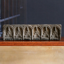 Buddha statue brick antique pottery old brick sculpture antique collection retro Tang dynasty image wall mural piece material