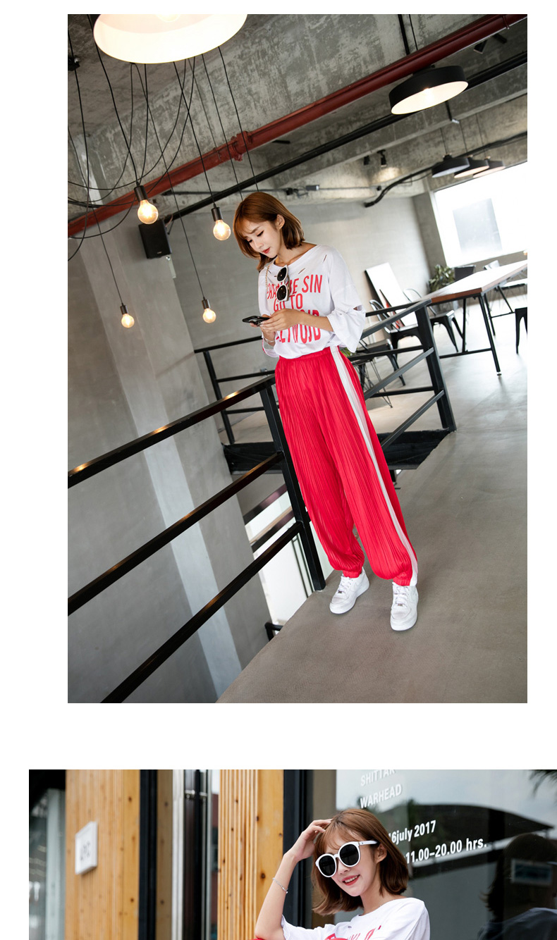 Quần lót xếp li nữ mùa hè bằng vải voan mỏng quần harem quần thể thao cỡ lớn quần ống rộng quần thun dài nữ