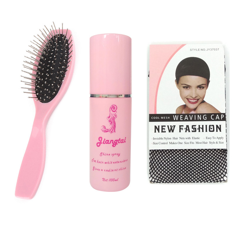 Wig Care Fluid Tool Set Group Anti-Knotty Hair-Proof, Anti-Hair-proof Antistatic Air Bag Wig Steel Comb Hairnet Three Sets