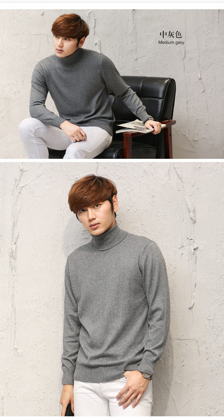 Mùa thu và mùa đông cổ áo len cao cổ áo len cashmere phiên bản Hàn Quốc của áo len dày cỡ lớn áo thun rắn màu dệt kim chạm đáy áo đồ nam đẹp