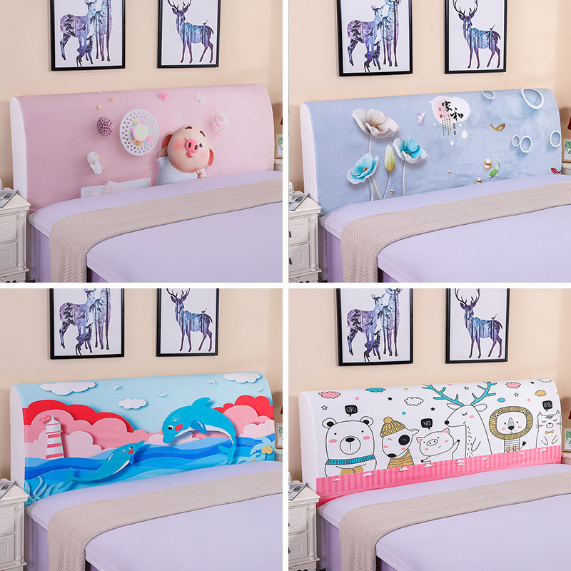 Head cover cover bed cover soft bag dust cover Nordic style bed back cover protective cover 1 8 bed elastic cloth 1 5