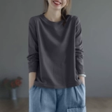 (Трансграничная торговля), осенний хлопковый лонгслив, футболка с круглым воротником