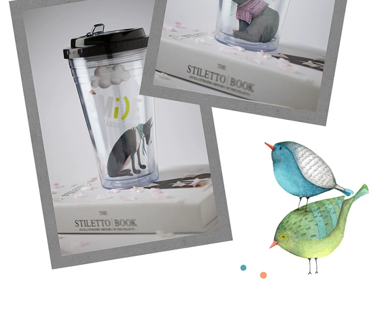 Tanana sippy cup nước ép học sinh trưởng thành có nắp bằng nhựa đôi lưới màu đỏ in cốc sáng tạo với ống hút - Tách