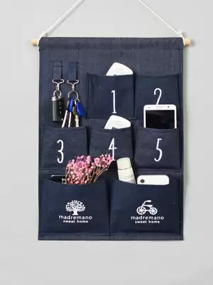 Thick denim key adhesive hook hanging bag door rear storage bag wall storage bag dormitory sundries bag bag bag