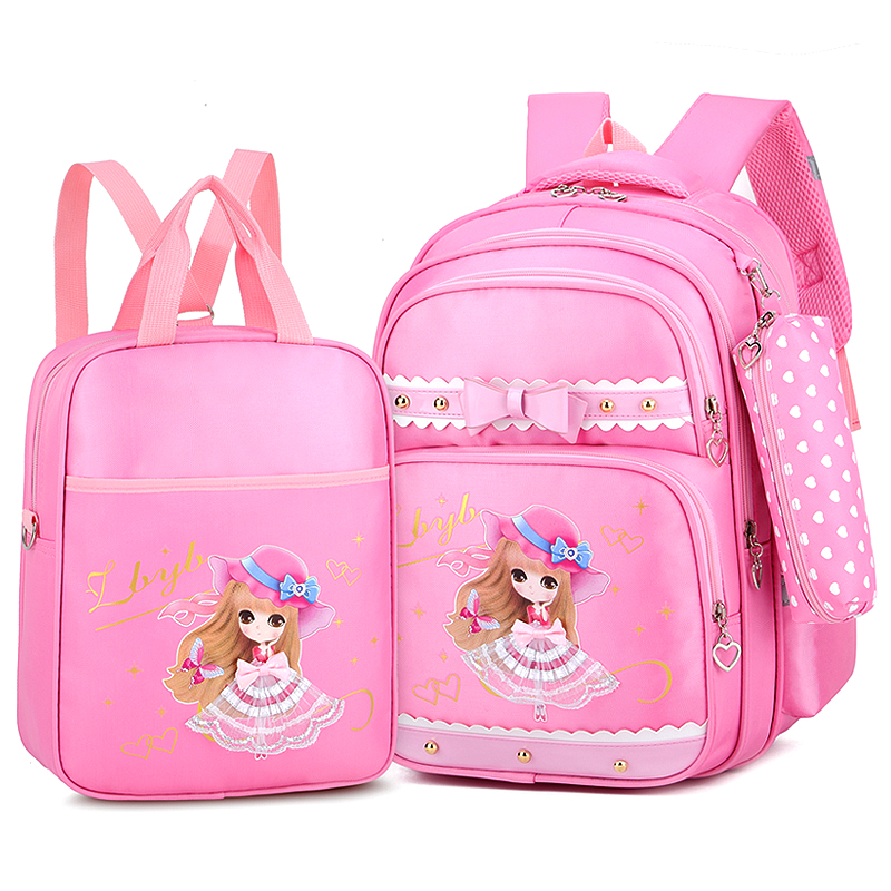 Schoolbag cô gái cô gái 1-3 lớp ba dễ thương công chúa bé gái 6-12 năm tuổi trẻ em túi vai ba lô.