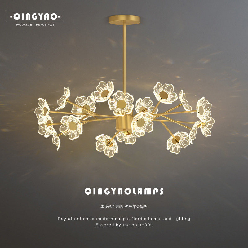 Light and luxurious living room chandelights modern minimalist dining room Book room Flowers Light Creativity Personality Art Atmospheric Bedroom Lamp