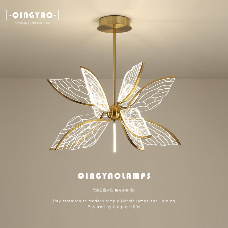 Rear Modern Light Extravagant Chandeliers Living Room Lamp Wings Styling Bedroom Dining Hall Art Creative Luminaire Nets Red Nordic Lamps