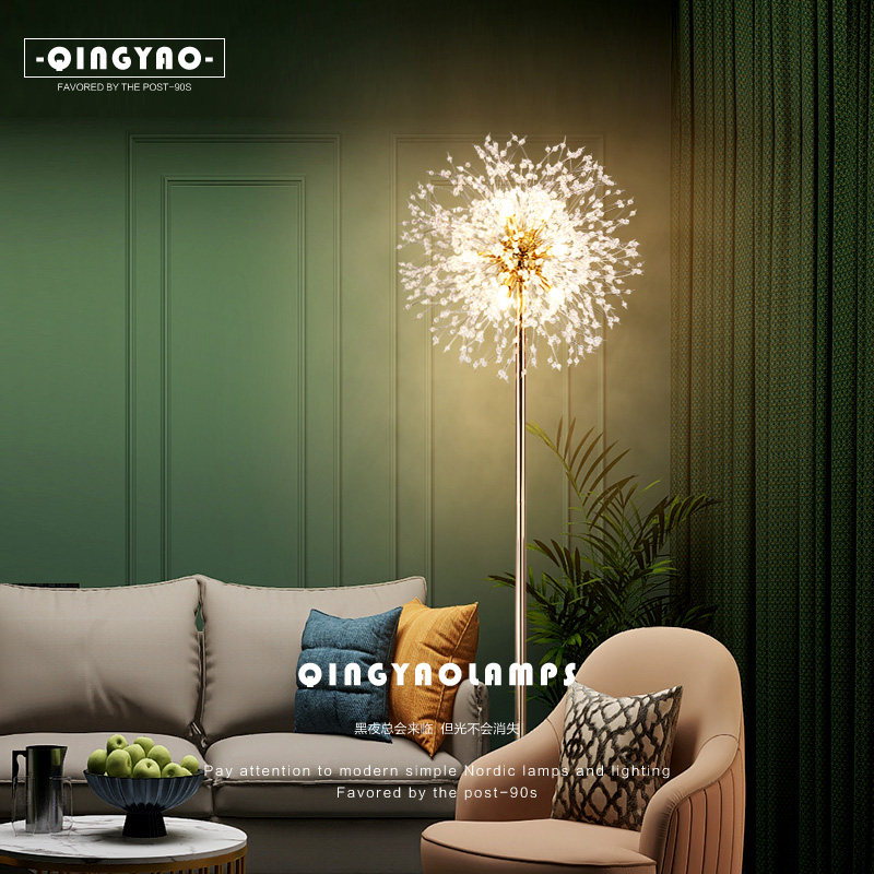 Creative Floor Lamp Living Room Bedroom Bed Headlights Wall Corner Art Nordic Dandelion Marble Light Lavish Crystal Lights
